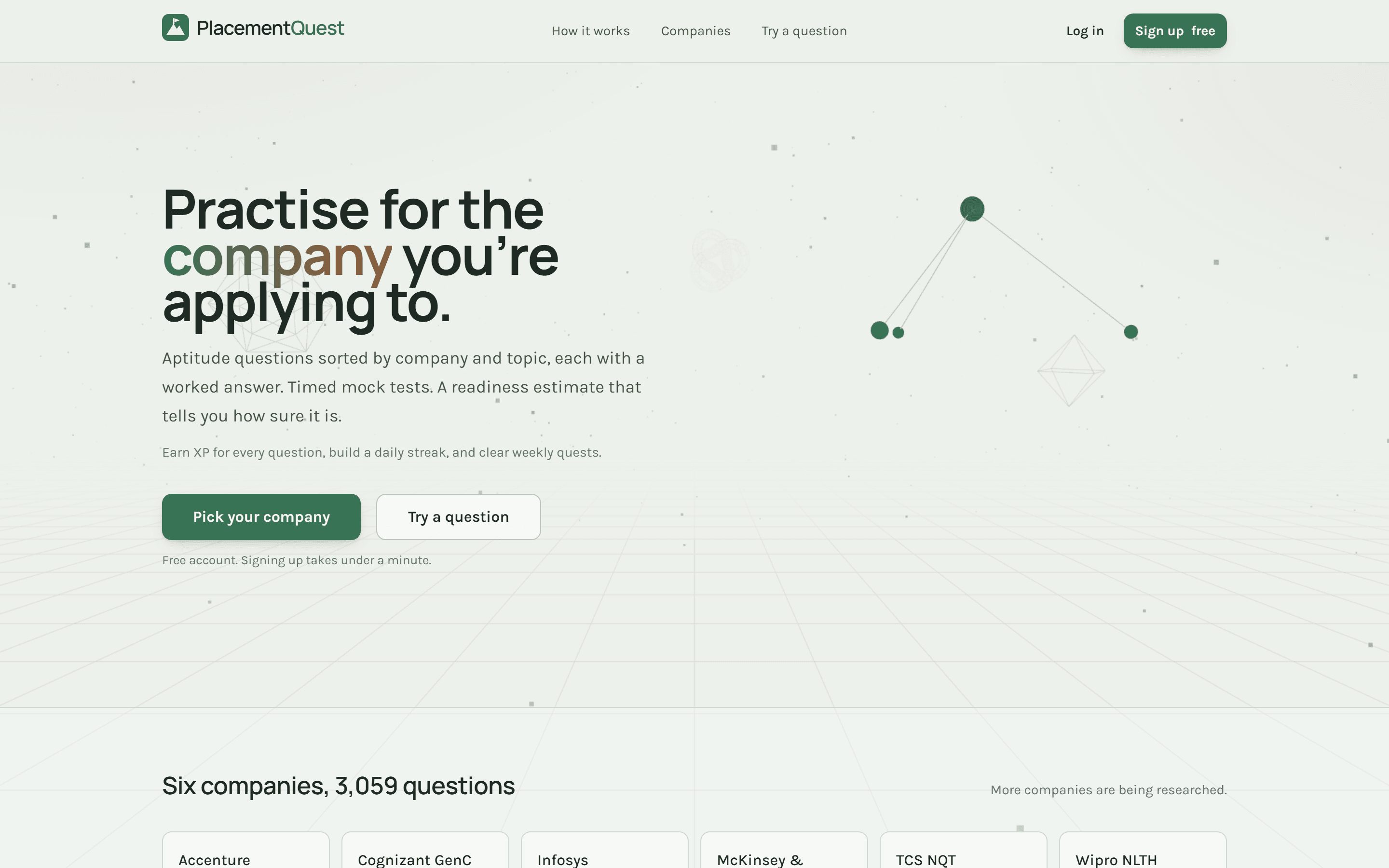 PlacementQuest app screen